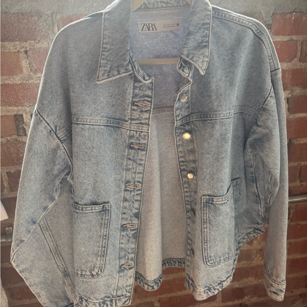 Zara Gray Jean Jacket with Relaxed Fit